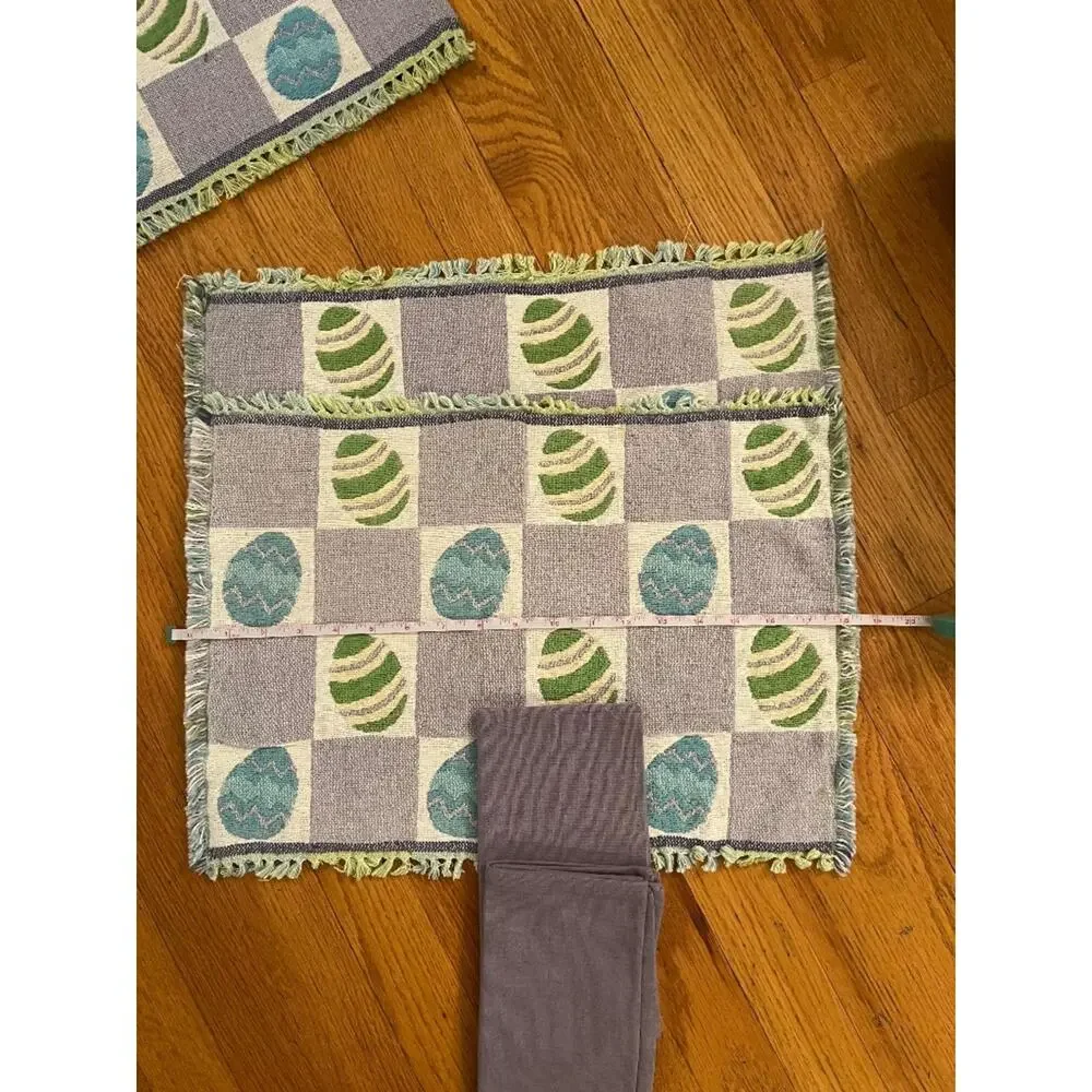 Vintage Lillian Vernon 9-Piece Woven Easter Table Linen Set - Runner, Mats & Nap